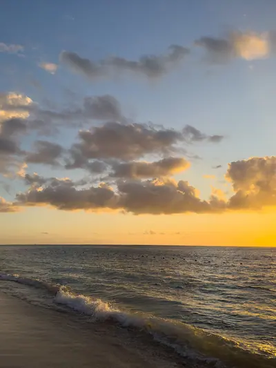 Sunset over the Indian Ocean from a Mauritian beach